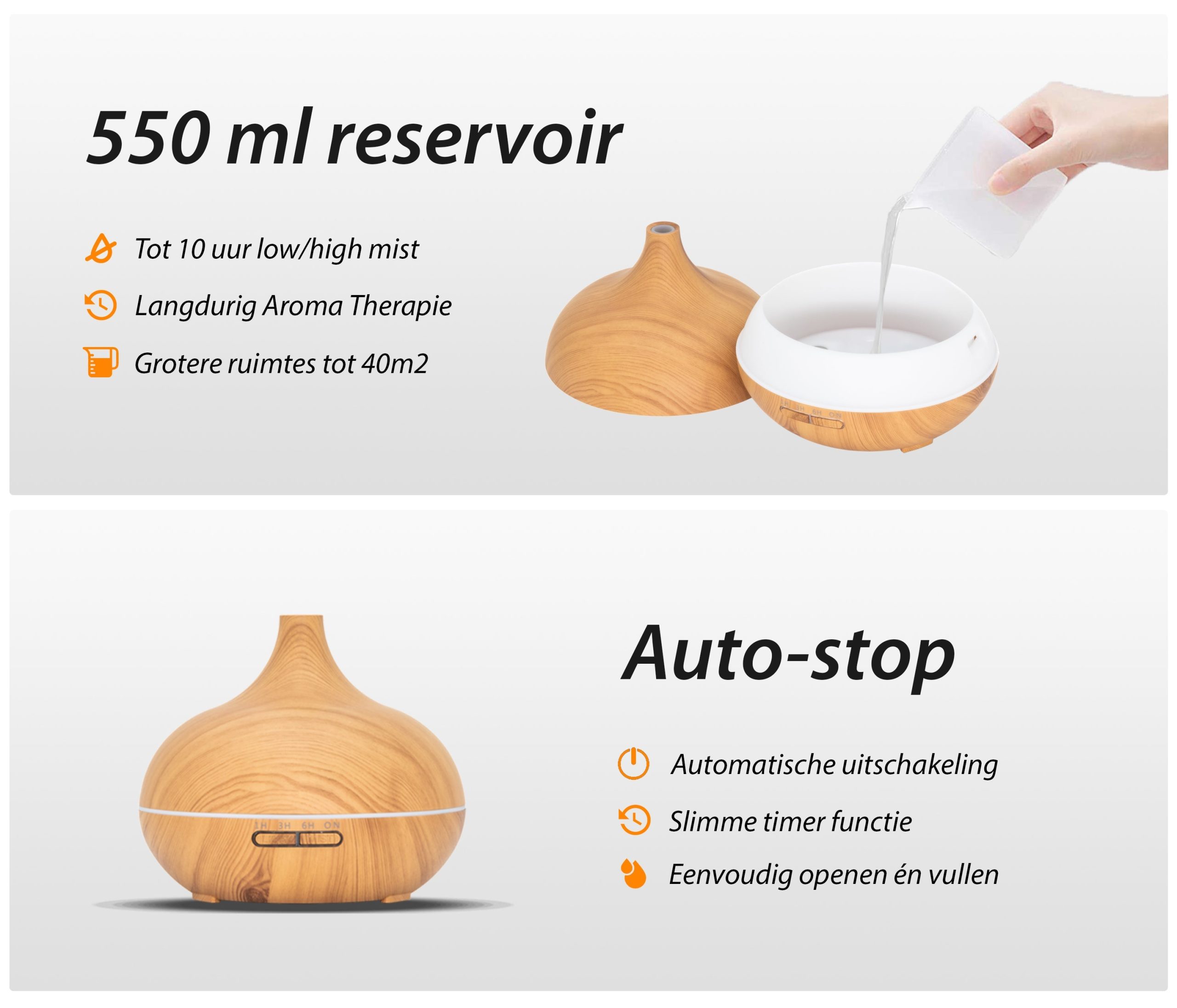 Essential aroma diffuser 550 ml | licht hout - Afbeelding 4