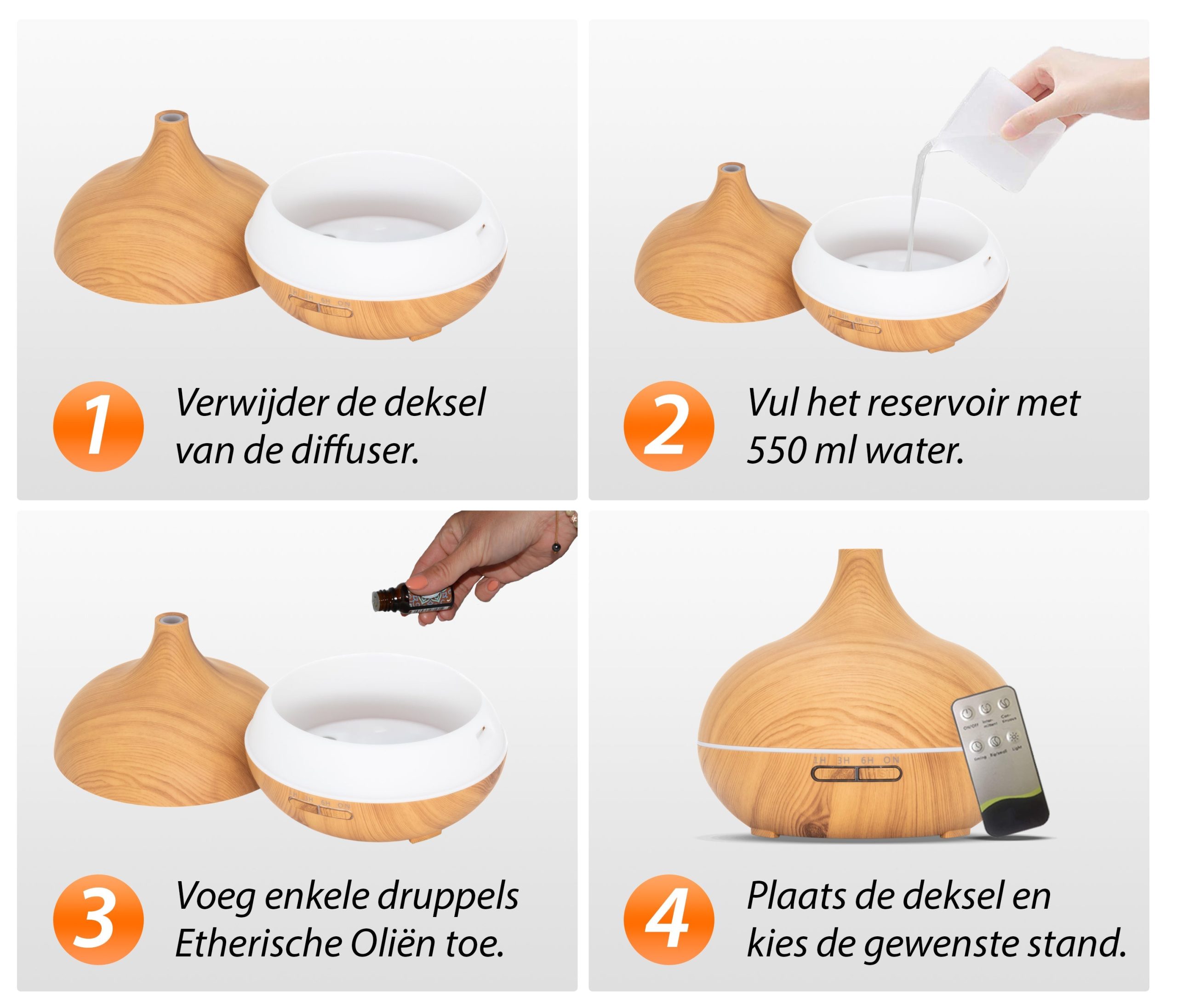 Essential aroma diffuser 550 ml | licht hout - Afbeelding 6
