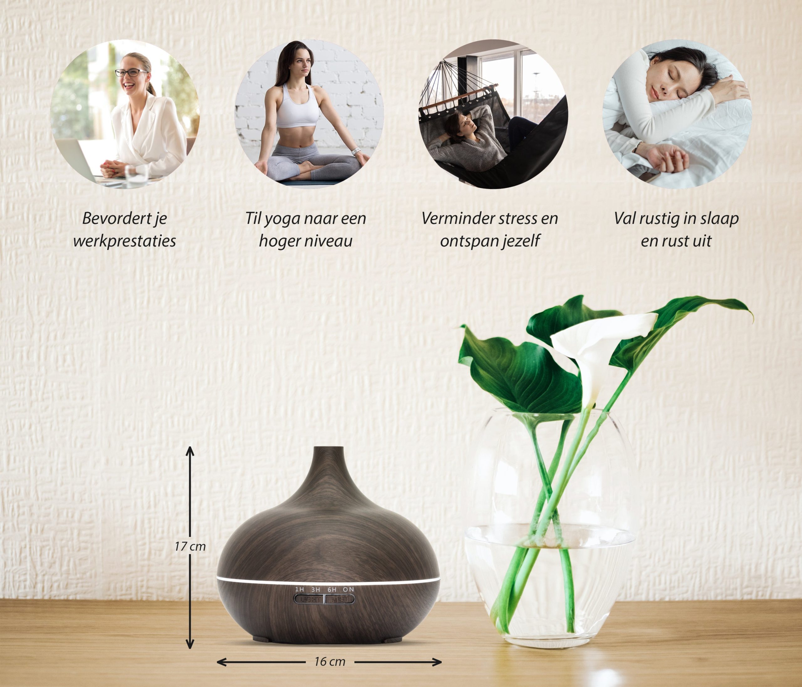 Essential aroma diffuser 550 ml | donker hout - Afbeelding 6