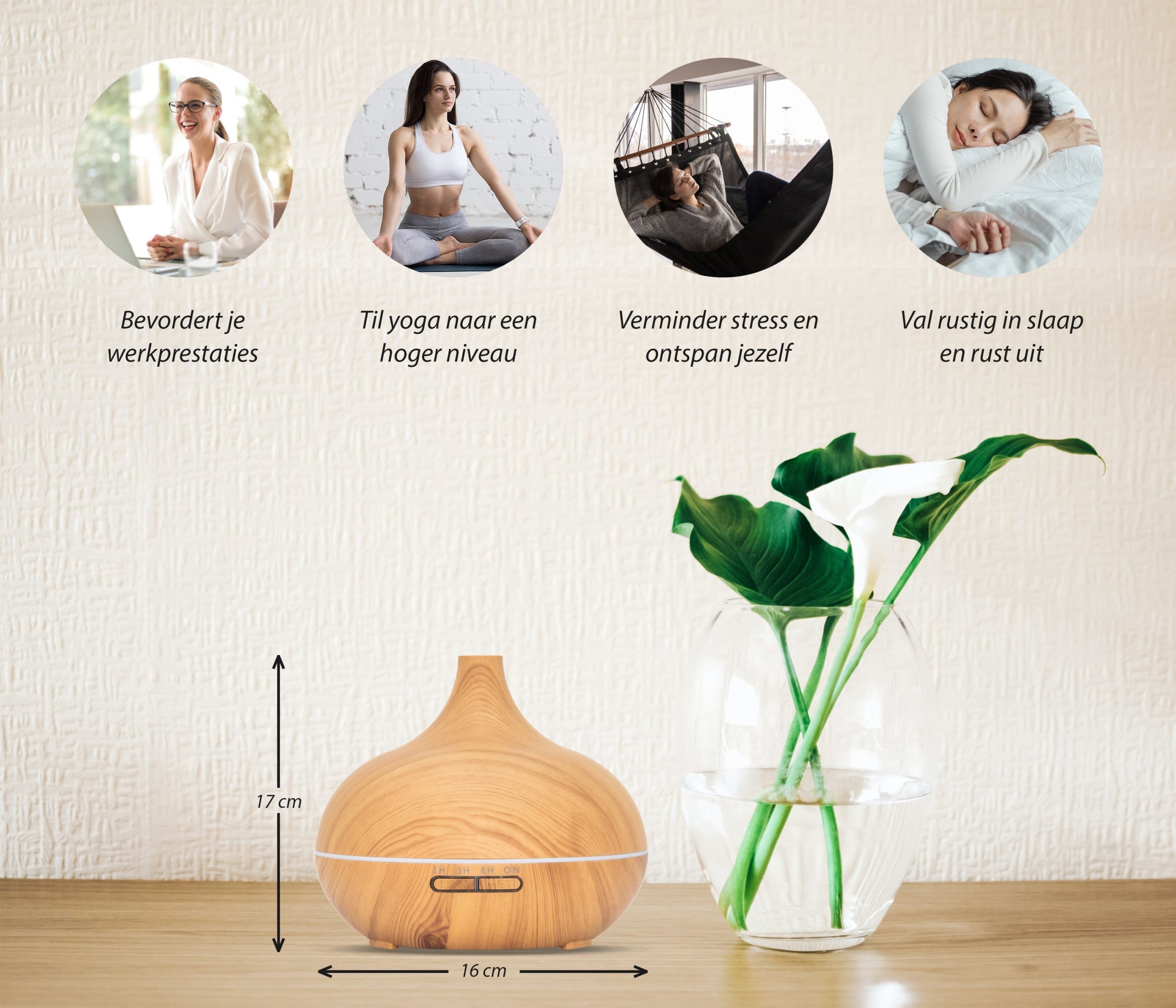 Essential aroma diffuser 550 ml | licht hout - Afbeelding 7