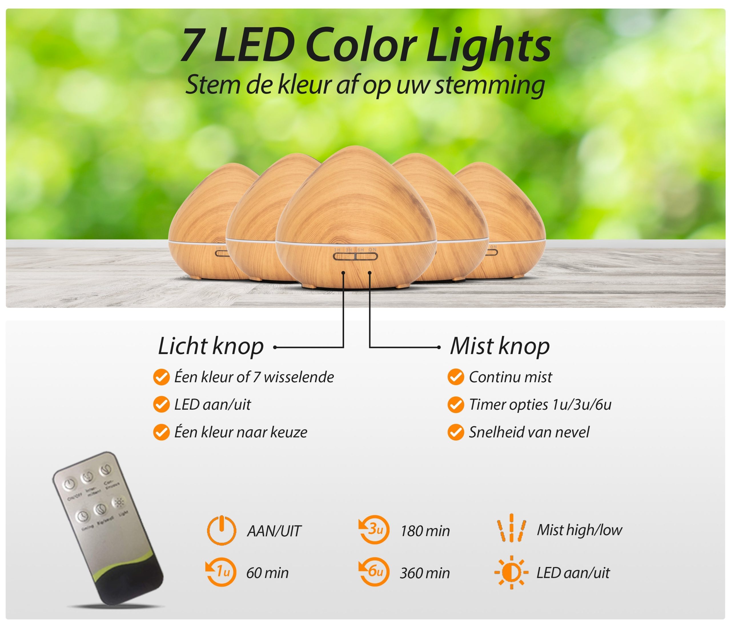 Zen aroma diffuser | licht hout - Afbeelding 9